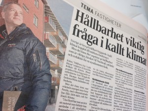 "Hållbarhet viktig fråga i kallt klimat", Dagens Industri, 11 februari 2015